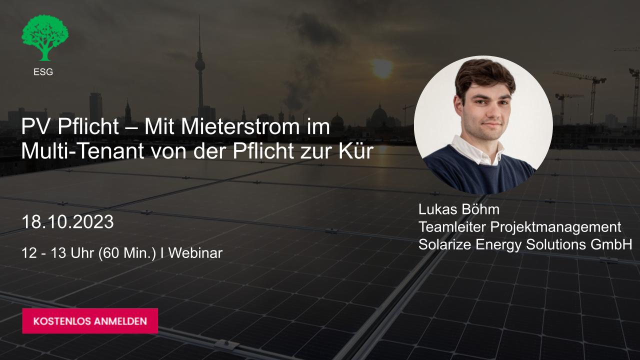 PV Pflicht – Mit Mieterstrom im Multi-Tenant von der Pflicht zur Kür